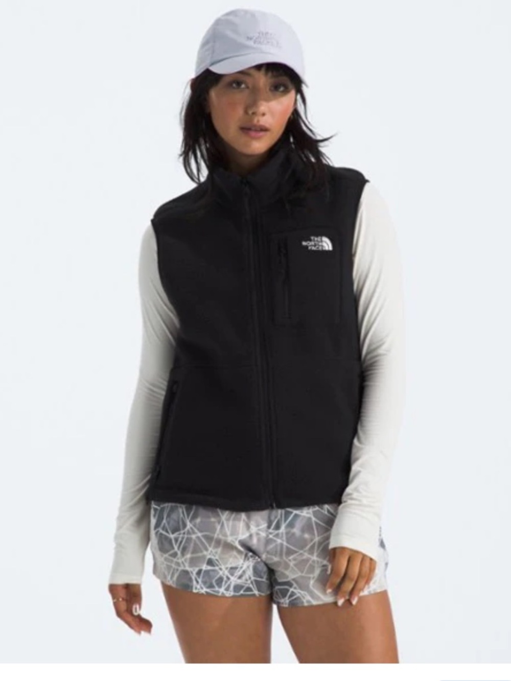 The North Face Black Fleece Windwall Vest with Blue Lining